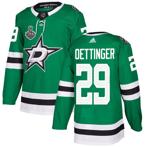 Adidas Men Dallas Stars #29 Jake Oettinger Green Home Authentic 2020 Stanley Cup Final Stitched NHL Jersey